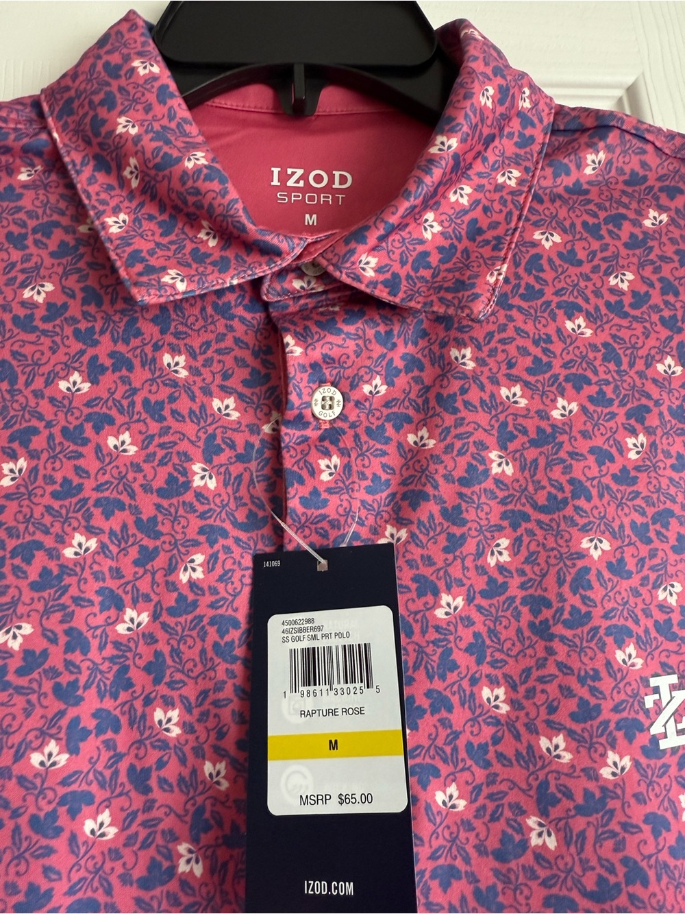 NEW IZOD Golf Mens Short Sleeve Floral Print Polo Shirt - Picture 3 of 4